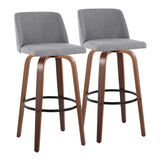 Toriano - 30" Faux Leather Fixed-Height Barstool (Set of 2) - Walnut & Chrome Base