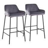 Daniella - Fixed - Height Bar Stool - Black Metal And Silver Velvet (Set of 2)