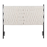 Matisse - Braided Queen Size Headboard - Black Metal And Cream Sherpa Fabric