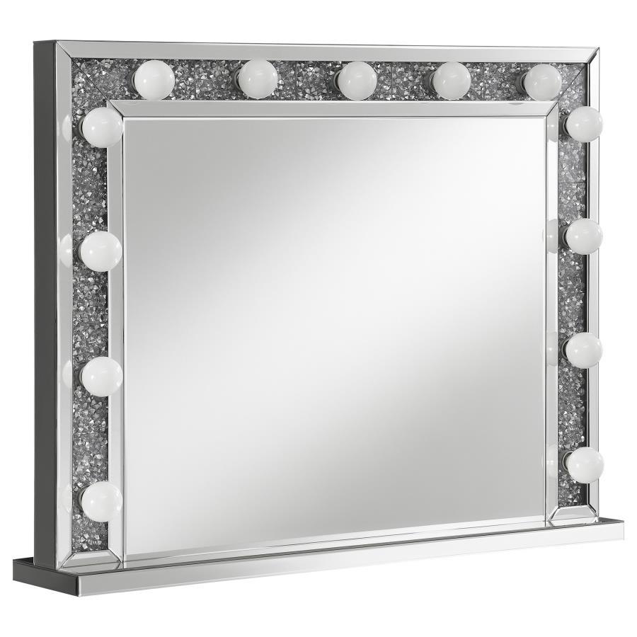 Wilmer - Rectangular Table Vanity Mirror With Lighting - Silver