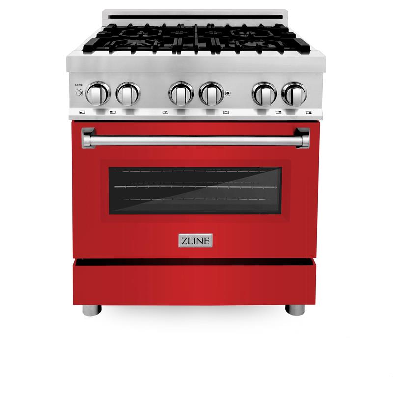 ZLINE 30 in. Dual Fuel Range with Gas Stove and Electric Oven in Stainless Steel (RA30) [Color: Red Matte] - (RARM30)