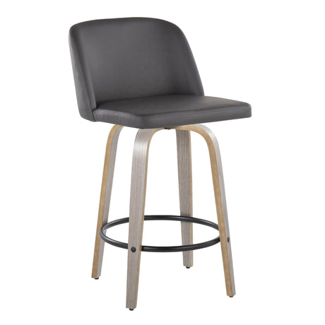 Toriano - 26" Fixed-height Counter Stool (Set of 2) - Dark Gray And Light Gray