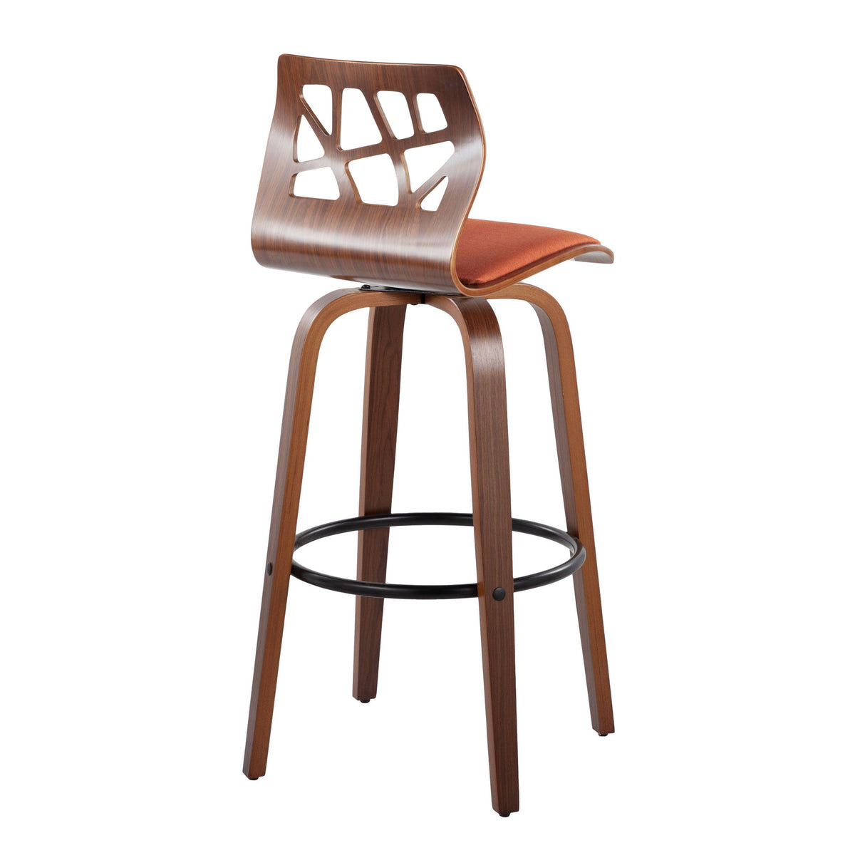 Folia - Mid Century Modern Fixed Height Barstool With Swivel With Round Footrest (Set of 2)