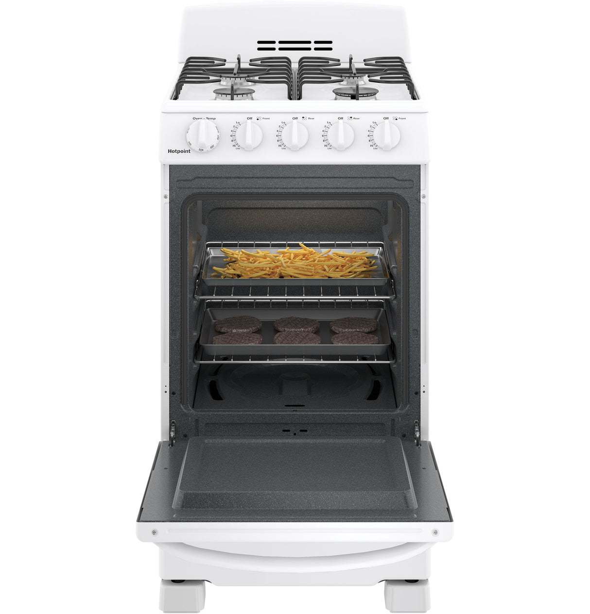 Hotpoint(R) 20" Front-Control Free-Standing Gas Range with Sealed Burners - (RGAS200DMWW)