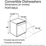 GE(R) ENERGY STAR(R) 24" Stainless Steel Interior Portable Dishwasher with Sanitize Cycle - (GPT225SGLWW)