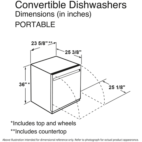 GE(R) ENERGY STAR(R) 24" Stainless Steel Interior Portable Dishwasher with Sanitize Cycle - (GPT225SGLWW)