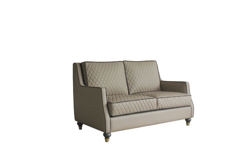 House - Marchese Loveseat - Tan PU & Tobacco Finish