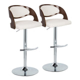 Pino - Adjustable Barstool (Set of 2) - White And Cherry