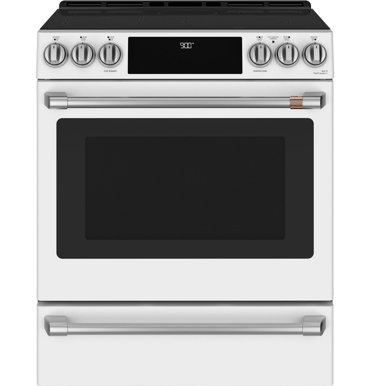 Caf(eback)(TM) 30" Smart Slide-In, Front-Control, Induction and Convection Range with Warming Drawer - (CHS900P4MW2)