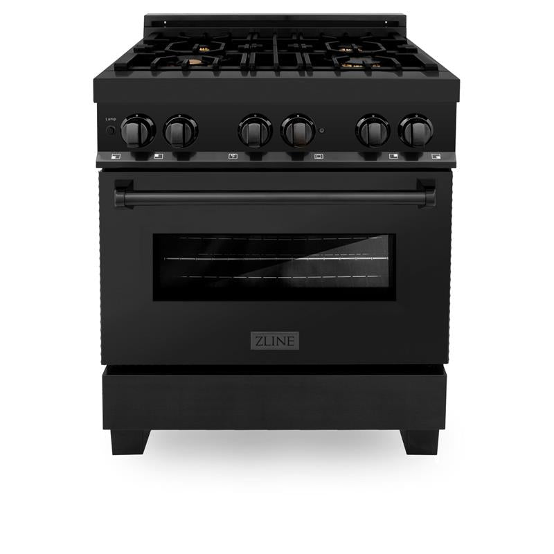 ZLINE 30 in. 4.0 cu. ft. Dual Fuel Range with Gas Stove and Electric Oven in Black Stainless Steel (RAB-BR-30) - (RABBR30)