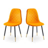 Velvet Tufted Accent Chairs With Golden Color Metal Legs, Modern Dining Chairs For Living Room