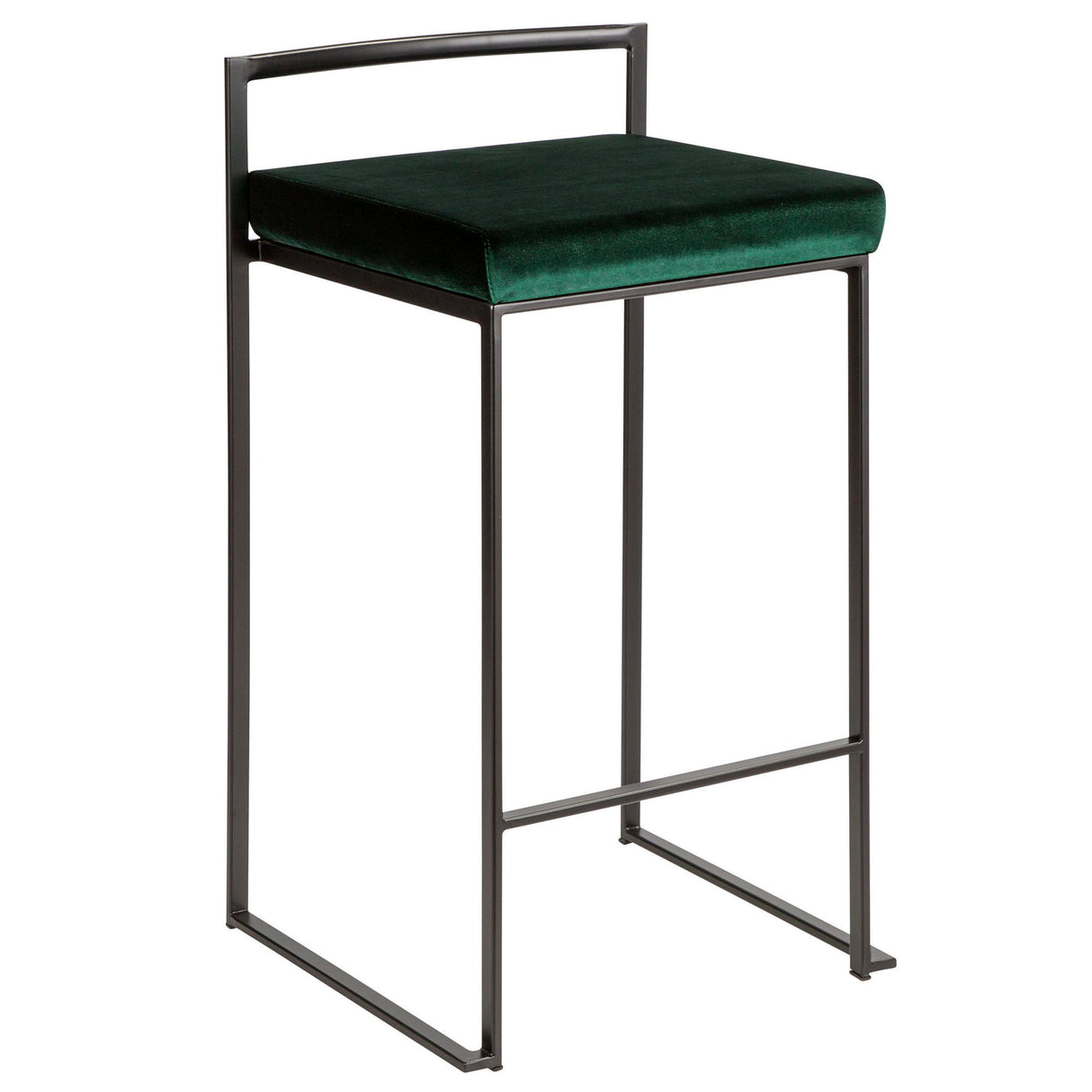 Fuji - Stackable Counter Stool With Cushion - Black Metal