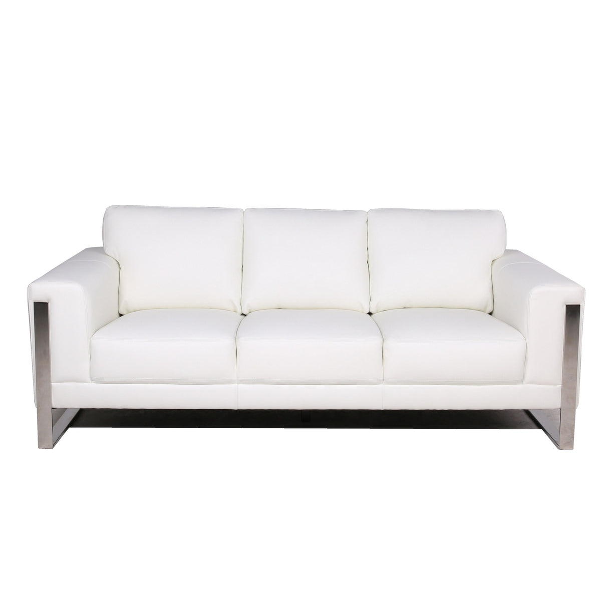 Modern Leather Metal Leg Sofa