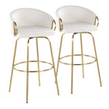 Claire - 30" Fixed-Height Barstool (Set of 2) - Gold Base