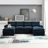 Modern U-Shaped Sectional Sofa With Waist Pillows, 6 Seat Upholstered Symmetrical Sofa Furniture, Sleeper Sofa Couch With Chaise Lounge For Living Room