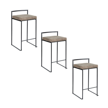 Fuji - Stackable Counter Stool With Cushion - Black Metal