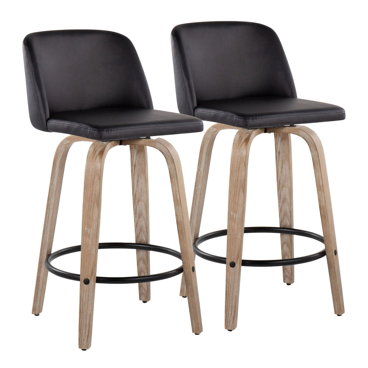 Toriano - 26" Fixed-Height Counter Stool (Set of 2) - Light Brown & Black Base