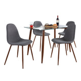 Clara Pebble - 5 Piece Mid Century Modern Elegant Dining Set