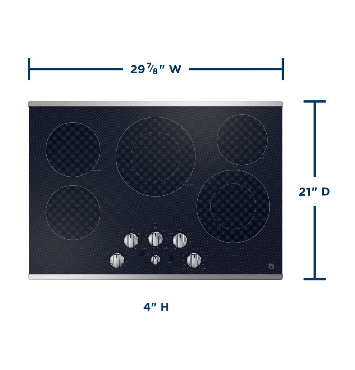 GE(R) 30" Built-In knob Control Electric Cooktop - (JEP5030STSS)