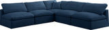 Plush - Velvet Standart Comfort 5 Piece Modular Sectional - Navy - Fabric