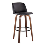 Toriano - 30" Faux Leather Fixed-Height Barstool (Set of 2) - Walnut & Chrome Base