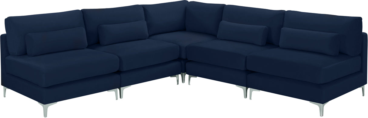 Julia - Modular Sectional 5 Piece - Navy - Fabric