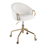 Claire - Task Chair - Gold Metal And Cream Velvet