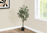 46" Tall, Artificial Plant, Eucalyptus Tree, Indoor, Faux, Fake, Floor, Greenery, Potted, Decorative - Green / Black