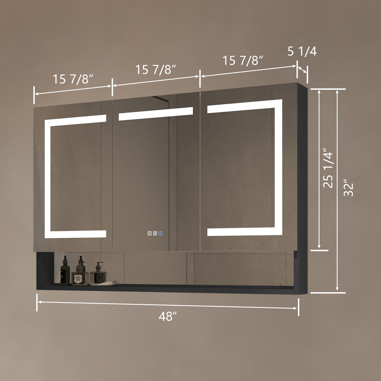 LED Lighted Bathroom Medicine Cabinet With Mirror, Recessed Or Surface LED Medicine Cabinet, Defog, Stepless Dimming, Color Temper Change, Storage Shelves