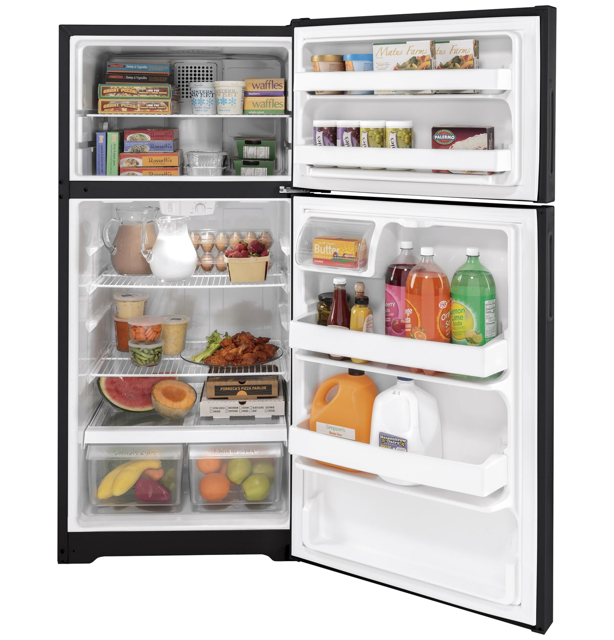 Hotpoint(R) 15.6 Cu. Ft. Recessed Handle Top-Freezer Refrigerator - (HPS16BTNRBB)