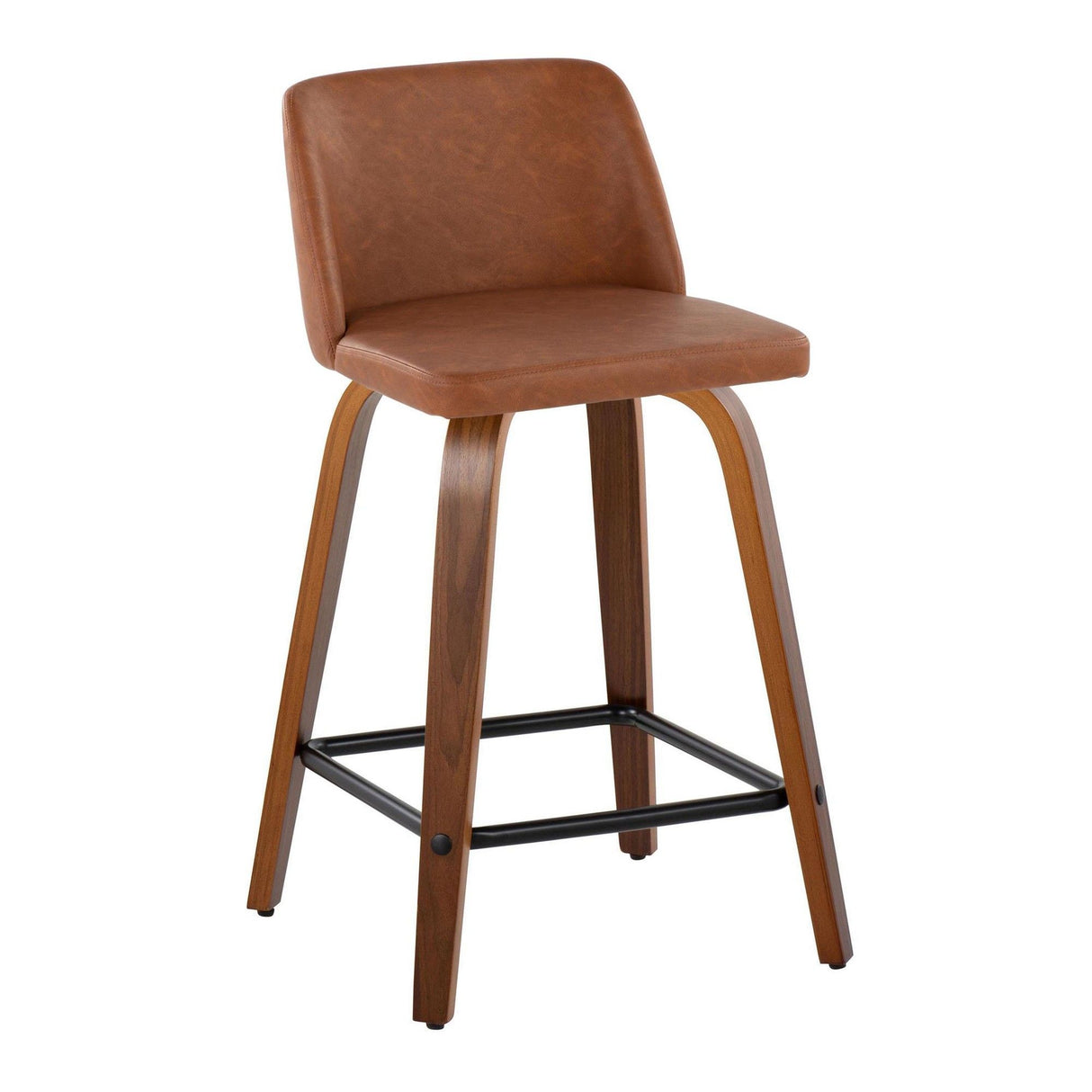 Toriano - 24" Fixed-Height Counter Stool (Set of 2) - Walnut & Black Base