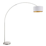 Salon - Floor Lamp - Satin Nickel Base And White Shade - Gold Accent