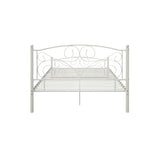 Full Unique Flower Sturdy System Metal Bed Frame With Headboard And Footboard - White