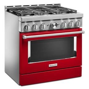 KitchenAid 36'' Smart Commercial-Style Gas Range With 6 Burners - Passion Red