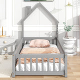 House-Shaped Headboard Floor Bed With Fence