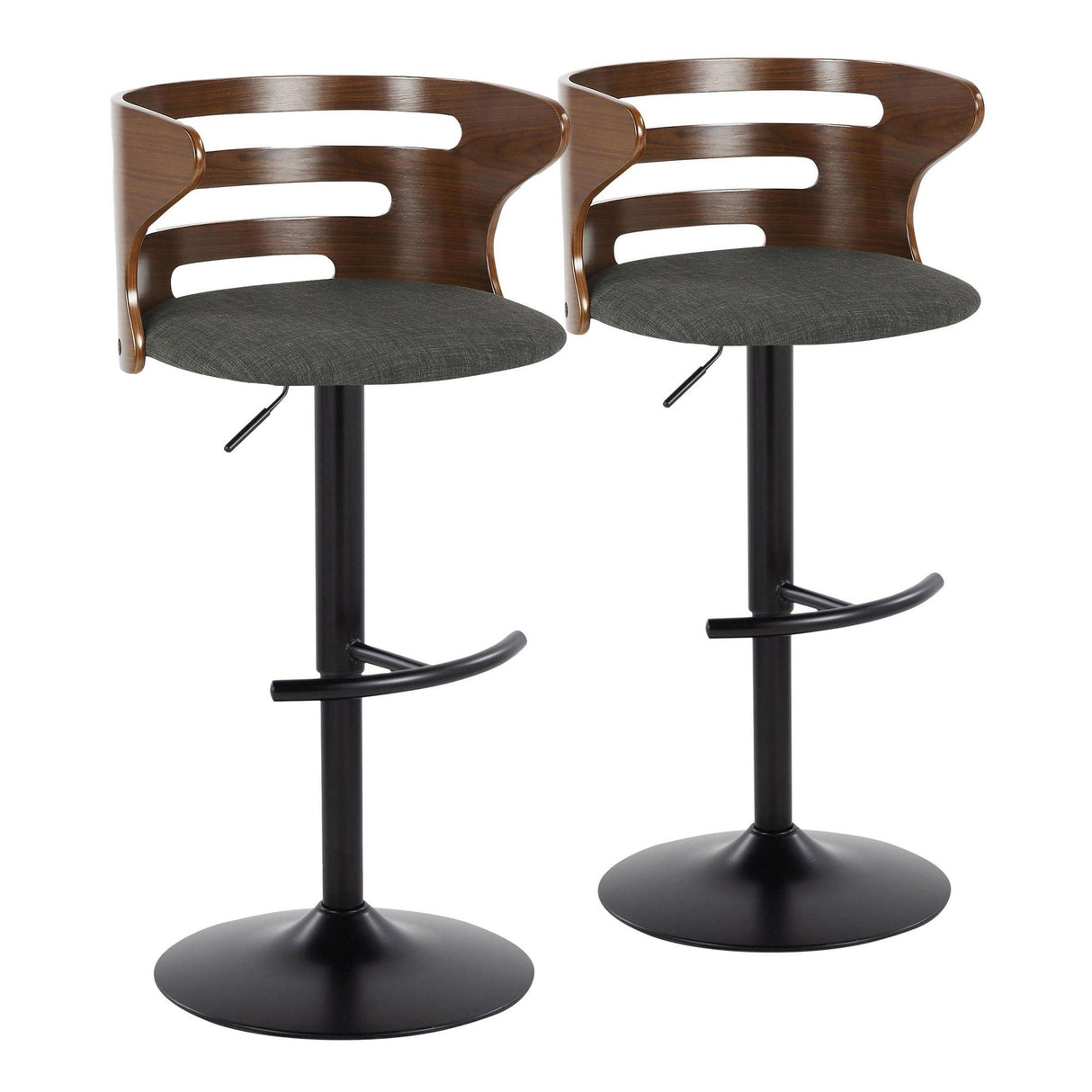 Cosi - Adjustable Barstool (Set of 2) - Black Base, Walnut Backrest