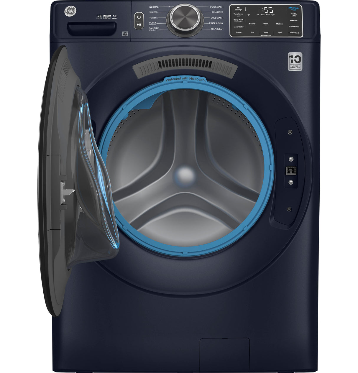 GE(R) ENERGY STAR(R) 4.8 cu. ft. Capacity Smart Front Load Washer with UltraFresh Vent System with OdorBlock(TM) and Sanitize w/Oxi - (GFW550SPRRS)