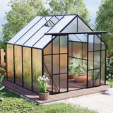 Double Door Polycarbonate Greenhouse Raised Base And Anchor Aluminum Heavy Duty Walk In Greenhouses For Outdoor Backyard In All Season