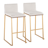 Mason Mara - 30" Fixed-Height Barstool (Set of 2) - Gold Legs