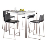 Fuji - Mara Upholstered Counter Height Dining Set - Clear Tempered Glass Tabletop