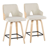 Stella - Contemporary Fixed Height Counter Stool With Swivel Square Footrest (Set of 2)