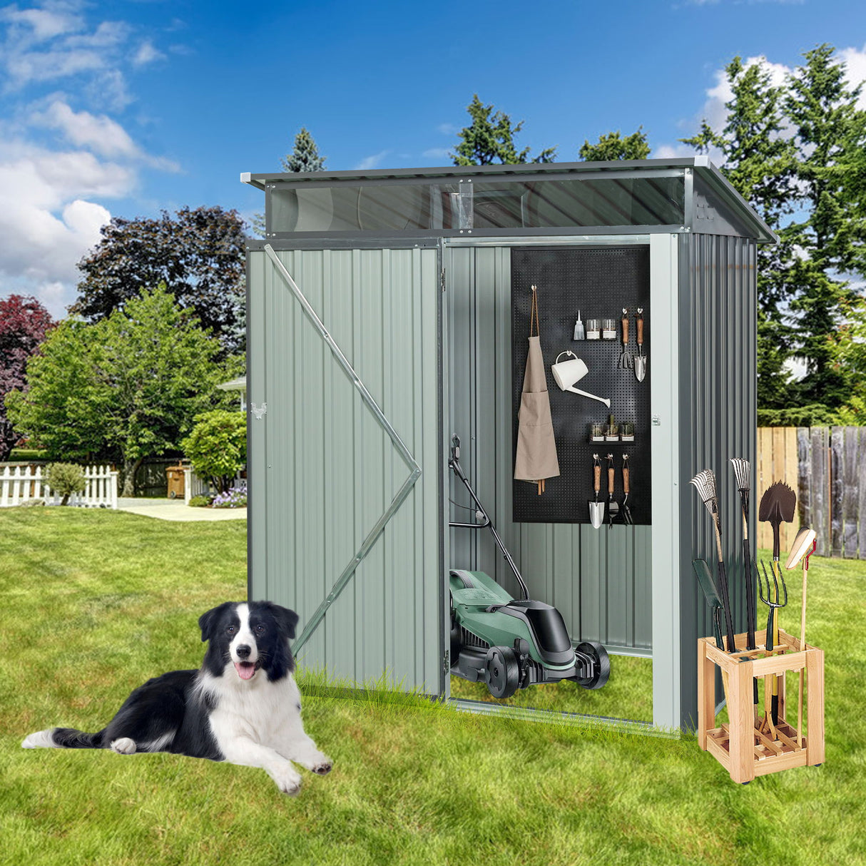 Outdoor Metal Storage Shed Transparent Plate