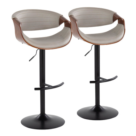 Symphony - Adjustable Barstool (Set of 2) - Black Base And Walnut Backrest