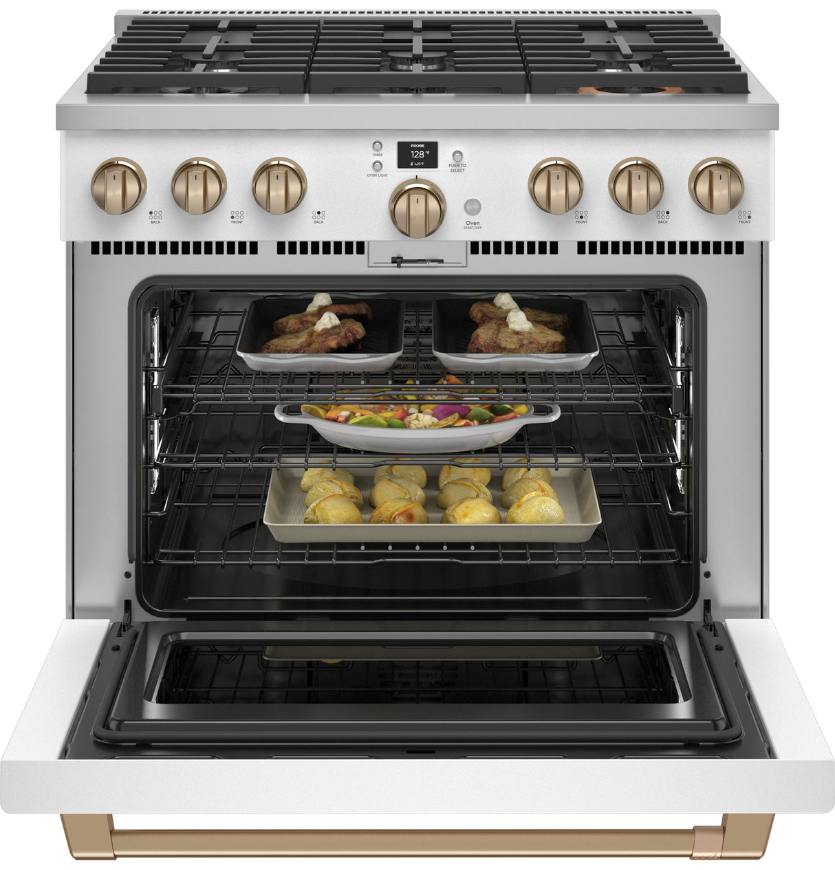 Caf(eback)(TM) 36" Smart Dual-Fuel Commercial-Style Range with 6 Burners (Natural Gas) - (C2Y366P4TW2)