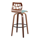 Folia - Mid Century Modern Fixed Height Barstool With Swivel With Round Footrest (Set of 2)