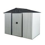 Outdoor Metal Storage Shed With Sliding Door And Foundation For Backyard, Patio, Lawn