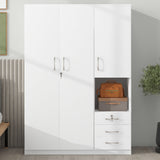 2 Doors Wooden Wardrobe Storage For Bedroom, With Shelves And 3 Drawers