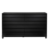 Modern 6 Drawer Solid Wood Dresser With Channel Pulls - Black