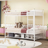 Twin Over Twin Metal Bunk Bed With Shelf And Guardrails