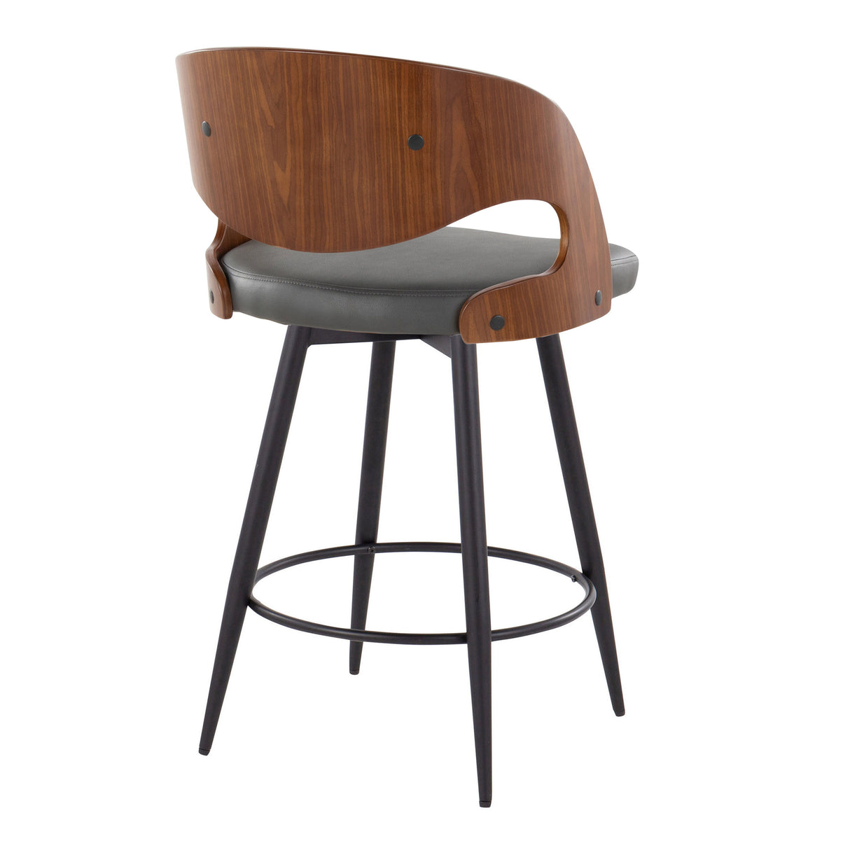 Pino - Mid Century Modern Fixed Height Counter Stool With Swivel With Round Footrest (Set of 2)